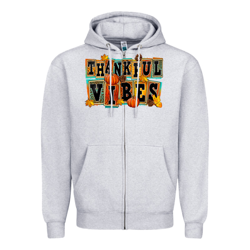 Thankful Vibes Zipper Hoodie by FaDigitalArtStudio | Teevron