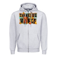Heather Grey thankful vibes Zipper Hoodie - FaDigitalArtStudio