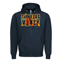 Navy thankful vibes Zipper Hoodie - FaDigitalArtStudio