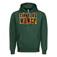 Sports Green thankful vibes Zipper Hoodie - FaDigitalArtStudio