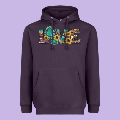 Western Gemstone Sunflowers Serape Leopard Turquoise Love Heavyweight Hoodie Designed By Artiststas