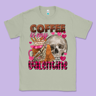 Coffee Is My Valentine Skull Classic Tee Designed By Fadigitalartstudio