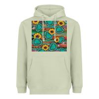 Matcha western gemstone sunflowers serape cowhide glitter wooden Heavyweight Hoodie - Artiststas