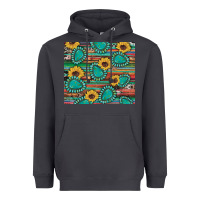 Smoke western gemstone sunflowers serape cowhide glitter wooden Heavyweight Hoodie - Artiststas