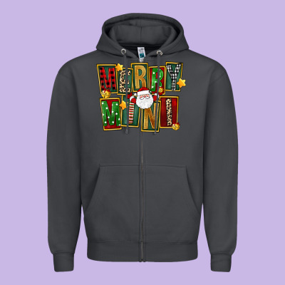 Christmas Merry Mini Zipper Hoodie Designed By Fadigitalartstudio