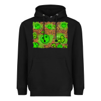 Black shamrock glitter leopard and wood background Heavyweight Hoodie - Artiststas