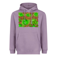 Lavender shamrock glitter leopard and wood background Heavyweight Hoodie - Artiststas