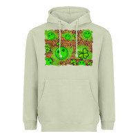 Matcha shamrock glitter leopard and wood background Heavyweight Hoodie - Artiststas