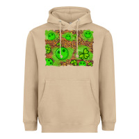 Mushroom shamrock glitter leopard and wood background Heavyweight Hoodie - Artiststas