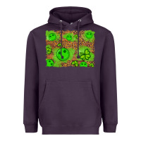 Plum shamrock glitter leopard and wood background Heavyweight Hoodie - Artiststas