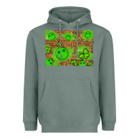 Sage shamrock glitter leopard and wood background Heavyweight Hoodie - Artiststas