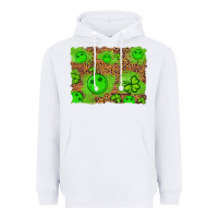 White shamrock glitter leopard and wood background Heavyweight Hoodie - Artiststas