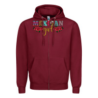Burgundy mexican girl Zipper Hoodie - HRA Design Shop