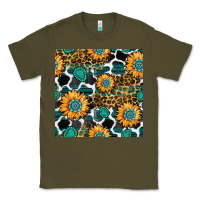 Army Green gemstone sunflower leopard seamless pattern Classic Tee - BundleAndBundleShop
