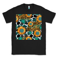 Black gemstone sunflower leopard seamless pattern Classic Tee - BundleAndBundleShop