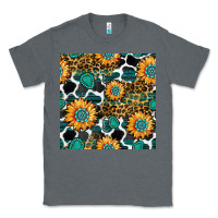 Charcoal Heather gemstone sunflower leopard seamless pattern Classic Tee - BundleAndBundleShop
