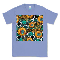 Colony Blue gemstone sunflower leopard seamless pattern Classic Tee - BundleAndBundleShop