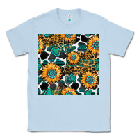 Dusty Blue gemstone sunflower leopard seamless pattern Classic Tee - BundleAndBundleShop
