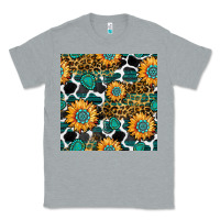 Heather Grey gemstone sunflower leopard seamless pattern Classic Tee - BundleAndBundleShop