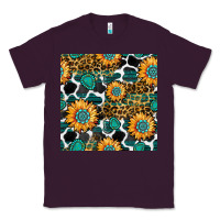Plum gemstone sunflower leopard seamless pattern Classic Tee - BundleAndBundleShop