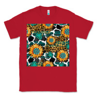 Red gemstone sunflower leopard seamless pattern Classic Tee - BundleAndBundleShop
