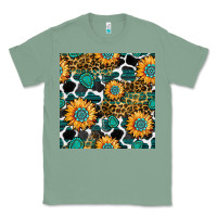 Sage gemstone sunflower leopard seamless pattern Classic Tee - BundleAndBundleShop