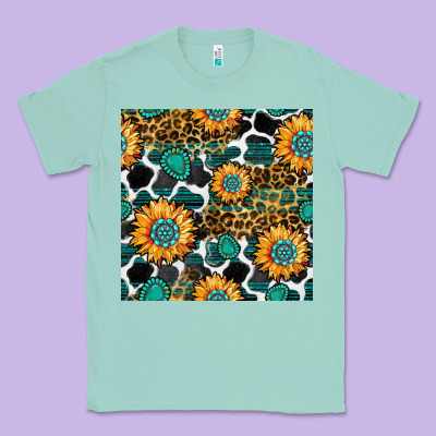 Gemstone Sunflower Leopard Seamless Pattern Classic Tee Designed By Bundleandbundleshop