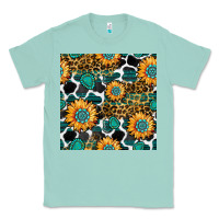 Seafoam gemstone sunflower leopard seamless pattern Classic Tee - BundleAndBundleShop