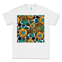 White gemstone sunflower leopard seamless pattern Classic Tee - BundleAndBundleShop
