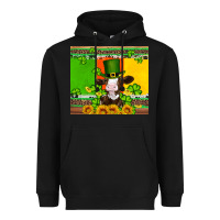 Saint Patricks Cow And Hat With Sunflower And Shamrock Heavyweight Hoodie | Teevron