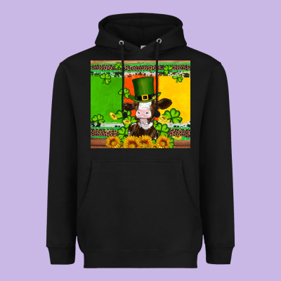 Saint Patricks Cow And Hat With Sunflower And Shamrock Heavyweight Hoodie Designed By Artiststas