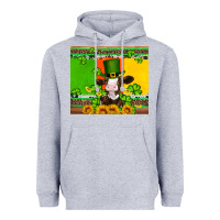 Heather Grey saint patricks cow and hat with sunflower and shamrock Heavyweight Hoodie - Artiststas