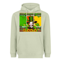 Matcha saint patricks cow and hat with sunflower and shamrock Heavyweight Hoodie - Artiststas