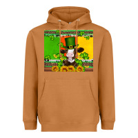 Meerkat saint patricks cow and hat with sunflower and shamrock Heavyweight Hoodie - Artiststas