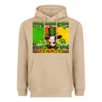 Mushroom saint patricks cow and hat with sunflower and shamrock Heavyweight Hoodie - Artiststas