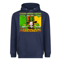 Navy saint patricks cow and hat with sunflower and shamrock Heavyweight Hoodie - Artiststas