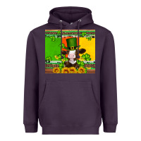Plum saint patricks cow and hat with sunflower and shamrock Heavyweight Hoodie - Artiststas