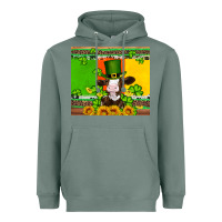 Sage saint patricks cow and hat with sunflower and shamrock Heavyweight Hoodie - Artiststas