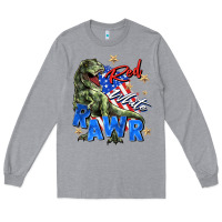 Heather Grey red white rawr Long Sleeve Tee - Zillion Design Studio
