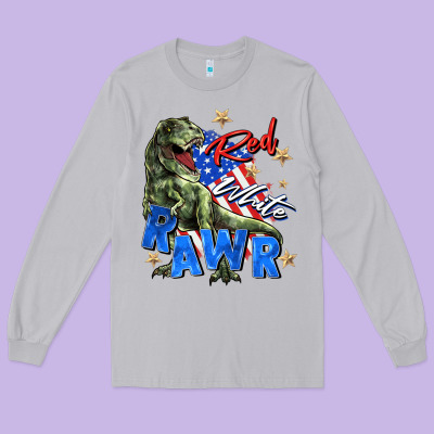 Red White Rawr Long Sleeve Tee Designed By Zillion Design Studio