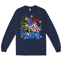 Navy red white rawr Long Sleeve Tee - Zillion Design Studio