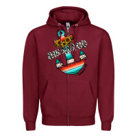 Burgundy anchored Zipper Hoodie - CowhideDigitalArt