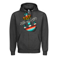 Charcoal Heather anchored Zipper Hoodie - CowhideDigitalArt