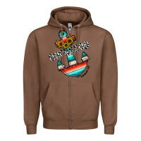 Chestnut anchored Zipper Hoodie - CowhideDigitalArt