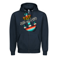 Navy anchored Zipper Hoodie - CowhideDigitalArt
