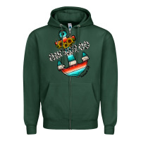 Sports Green anchored Zipper Hoodie - CowhideDigitalArt