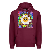 Burgundy happy mind happy life Premium Hoodie - NancyCooperArtShop