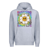 Heather Grey happy mind happy life Premium Hoodie - NancyCooperArtShop
