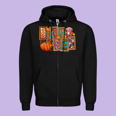 Blessed Thanksgiving Zipper Hoodie Designed By Fadigitalartstudio