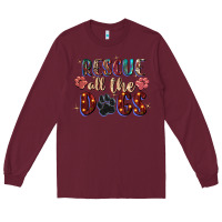 Burgundy rescue all the dogs Long Sleeve Tee - Zillion Design Studio